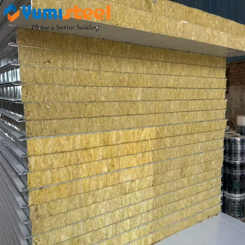 Fireproof Rock Wool Sandwich Panel for Steel Structure Building Facade