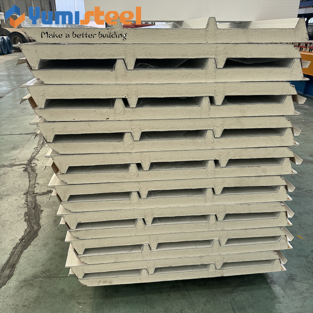 100mm Metal faced Polyurethane PU Sandwich Panel Roof For Commercial Consturction