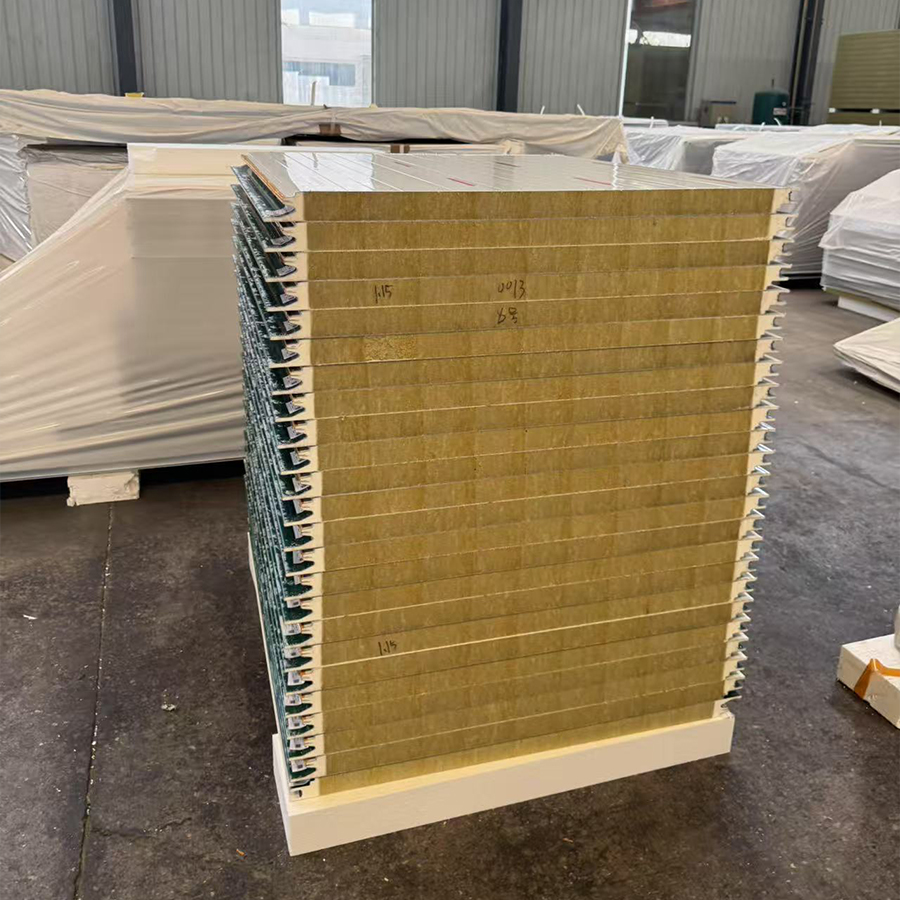 High Density PU Edge Rockwool Sandwich Panel Exterior Wall Cladding