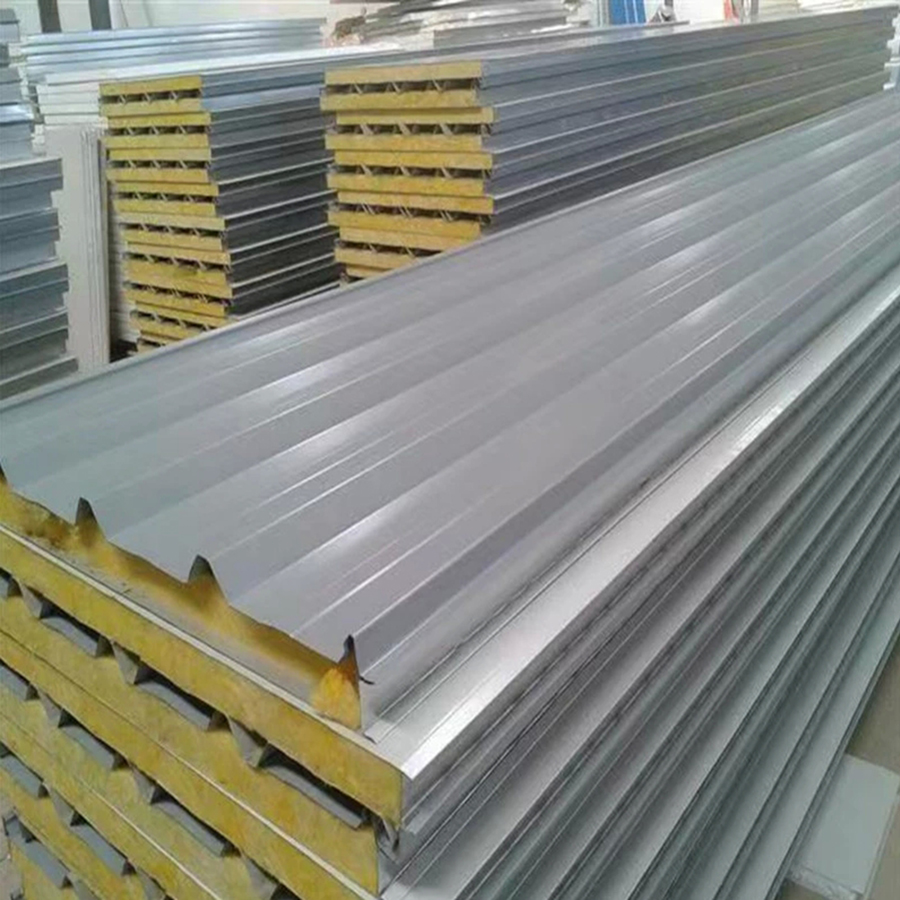 Customized Roof Insulation Color Coated Steel Rockwool Roof Sandwich Panel