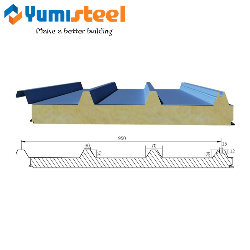Australian Style Roof EPS/Rockwool/Glasswool Rockwool Sandwich Panels for Prefab Building