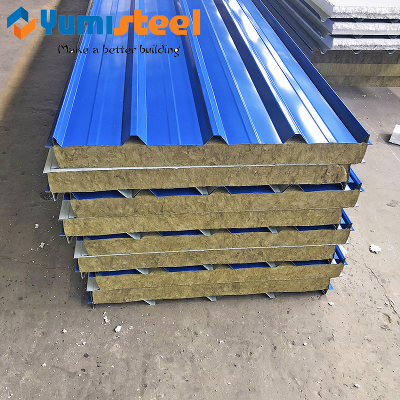 Hot Sell Insulated Rock Wool Sandwich Panel for Steel Structure Building Facade