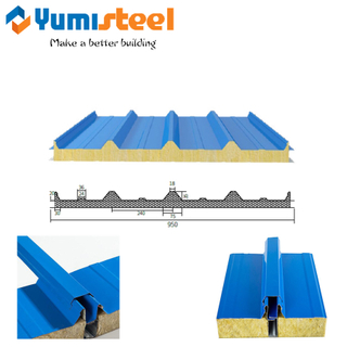 Customized Roof Insulation Color Coated Steel Rockwool Roof Sandwich Panel