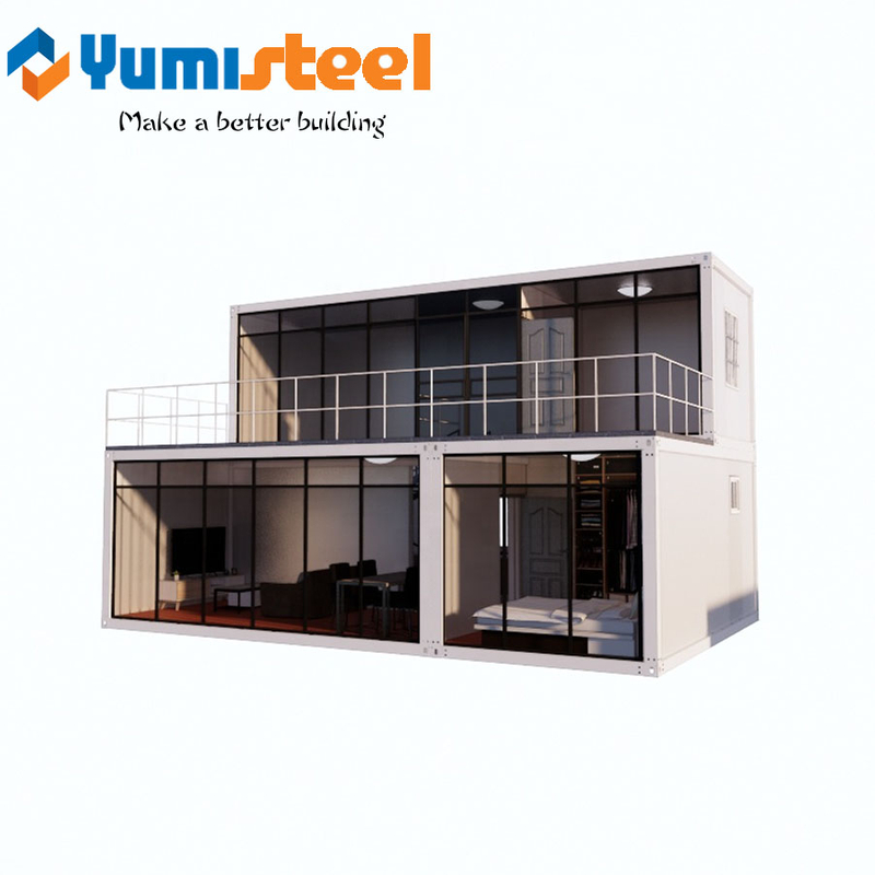 Modular Flat Pack Cabin Container Prefab Flat Packed Container With Glass Curtain Wall