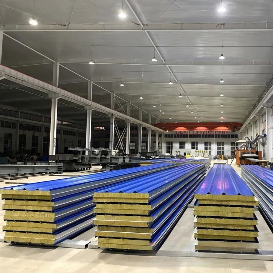 Customized Roof Insulation Color Coated Steel Rockwool Roof Sandwich Panel