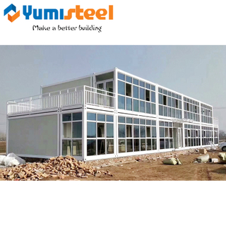 Prefabricated Steel Structure Frame House with Glass Curtain Wall