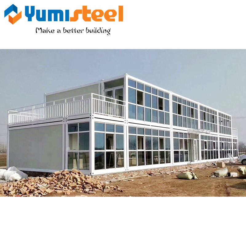 Prefabricated Steel Structure Frame House with Glass Curtain Wall