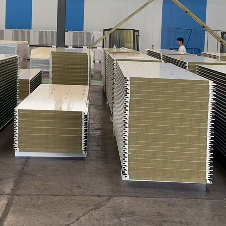 High Density PU Edge Rockwool Sandwich Panel Exterior Wall Cladding