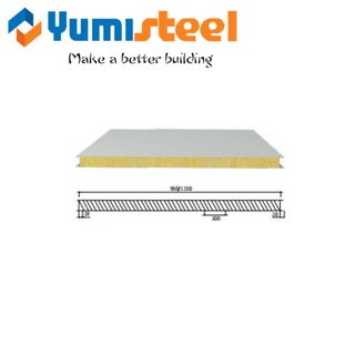 Wall Rockwool Sandwich Panels for Steel Buildings 950/1150mm