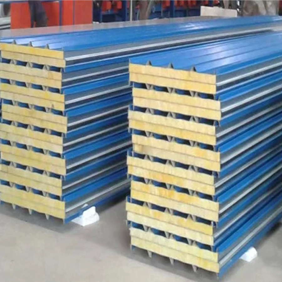 Customized Roof Insulation Color Coated Steel Rockwool Roof Sandwich Panel