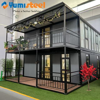 Luxury Prefabricated House Two Story Flat Top Expandable Container House 