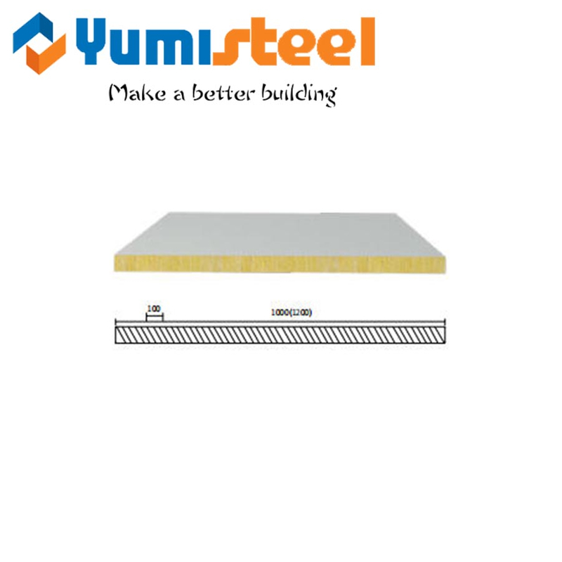 Rockwool Wall Sandwich Panels for Warehouse Workshop Coldroom Cleanroom 1000/1200mm 