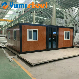 Wood Grain Flat Top Expandable Folding Container House Prefabricated House